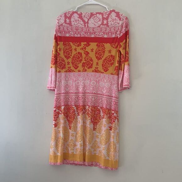 Donna Morgan pink, red, white floral 3/4 length sleeve dress Size 6 Length 35” - Picture 4 of 5